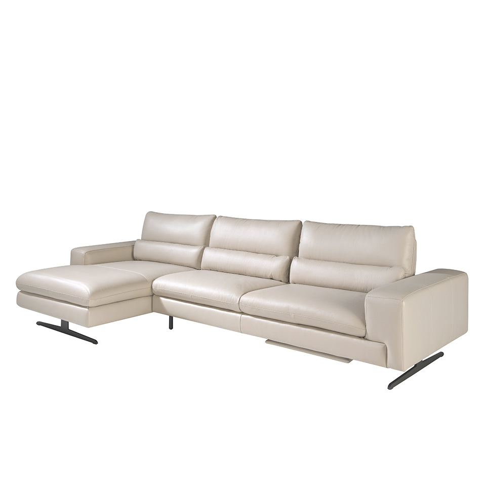 Sofá Chaise Longue de Cuero Gris Topo Angel Cerdá.