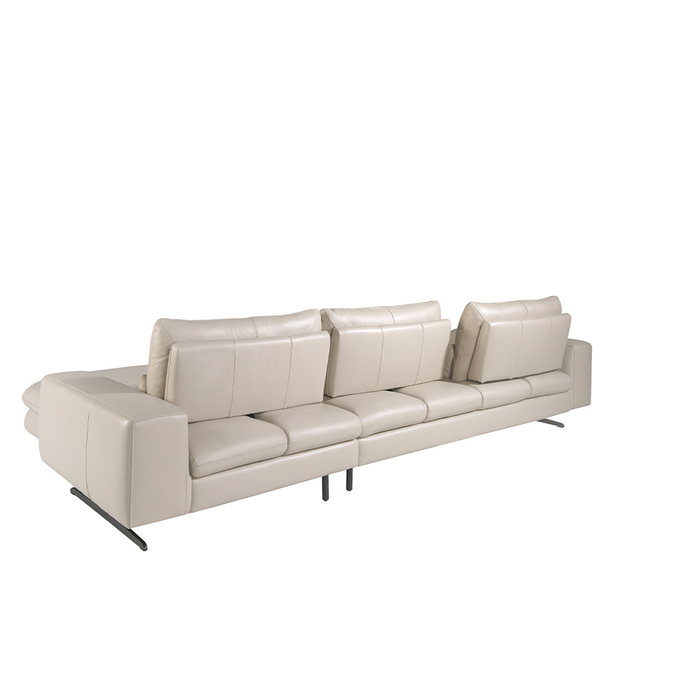 Sofá Chaise Longue de Cuero Gris Topo Angel Cerdá.