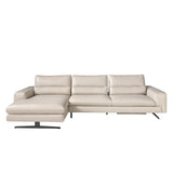 Sofá Chaise Longue de Cuero Gris Topo Angel Cerdá.