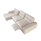 Sofá Chaise Longue de Cuero Gris Topo Angel Cerdá.