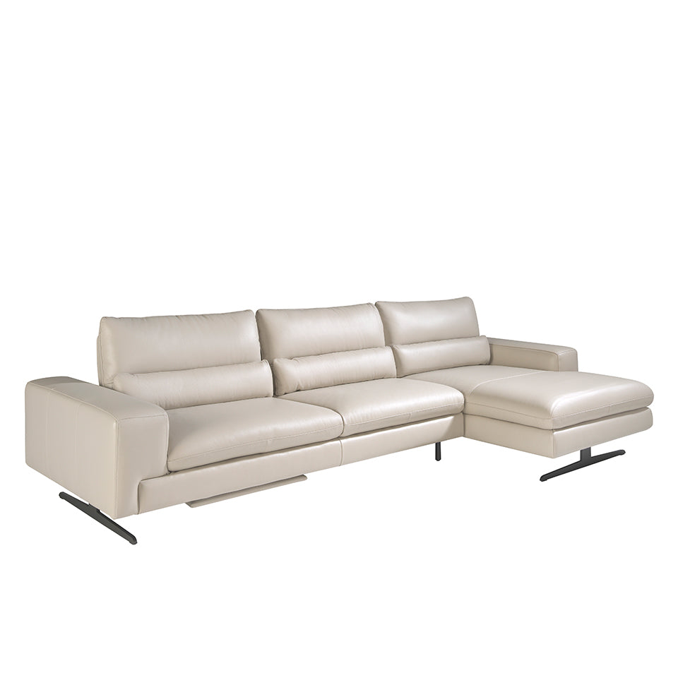 Sofá Chaise Longue de Cuero Gris Topo Angel Cerdá.