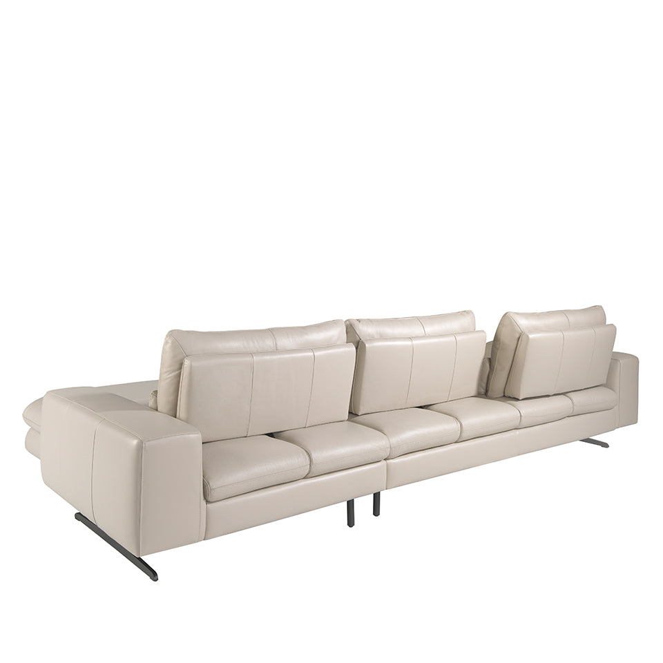 Sofá Chaise Longue de Cuero Gris Topo Angel Cerdá.