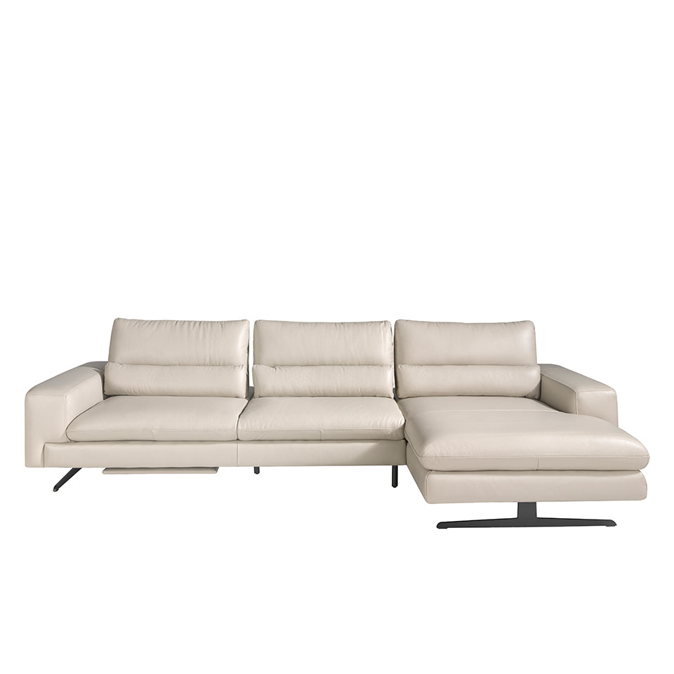 Sofá Chaise Longue de Cuero Gris Topo Angel Cerdá.