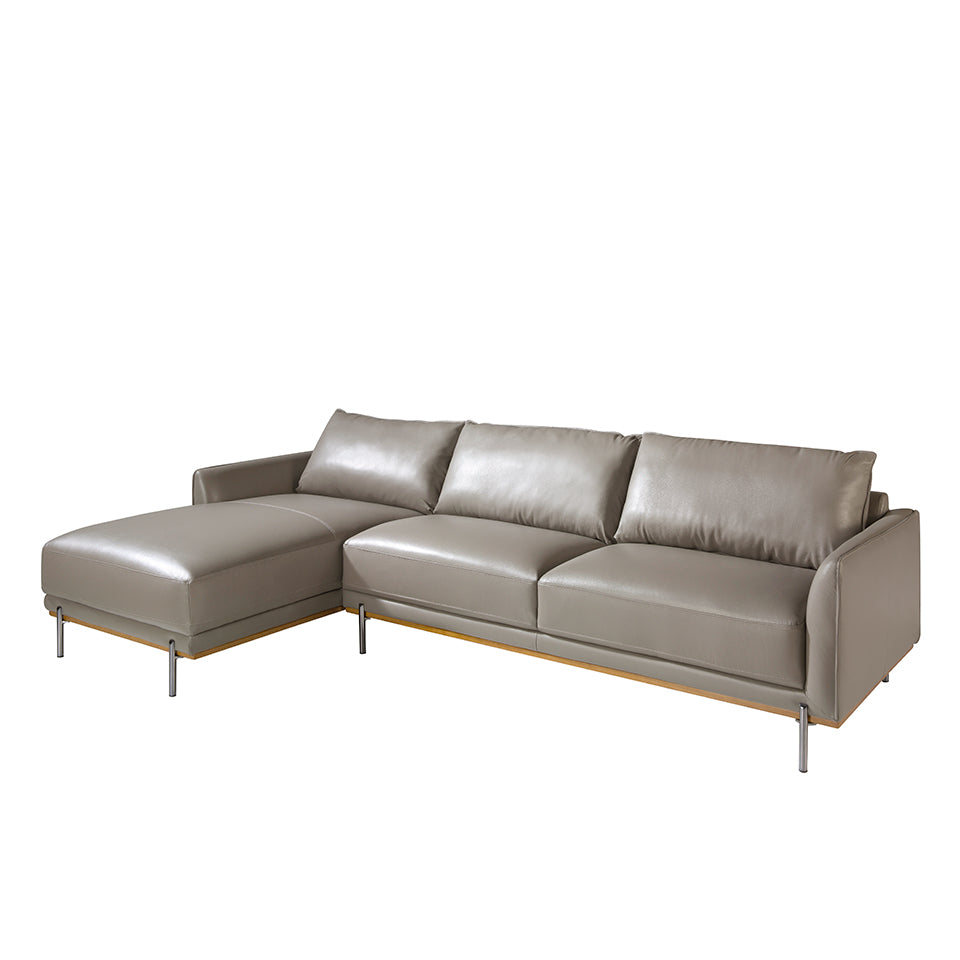 Sofá Chaise Longue de Cuero de Vaca Gris Oscuro Angel Cerdá