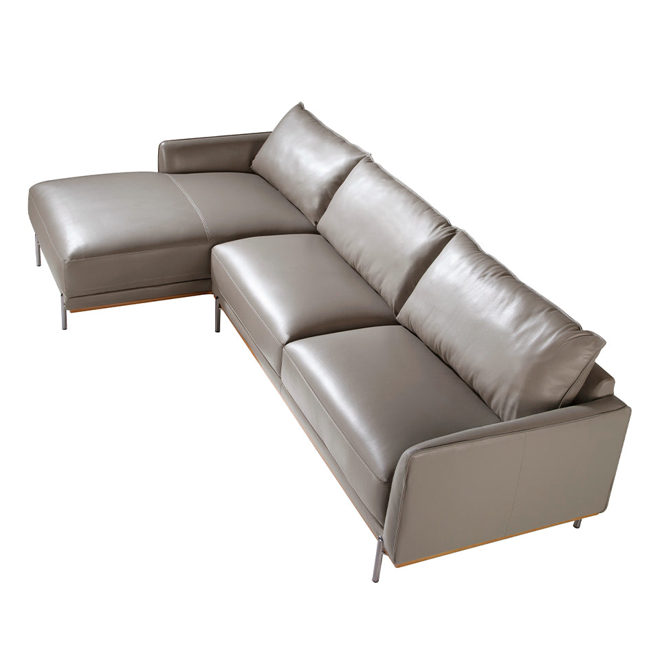 Sofá Chaise Longue de Cuero de Vaca Gris Oscuro Angel Cerdá