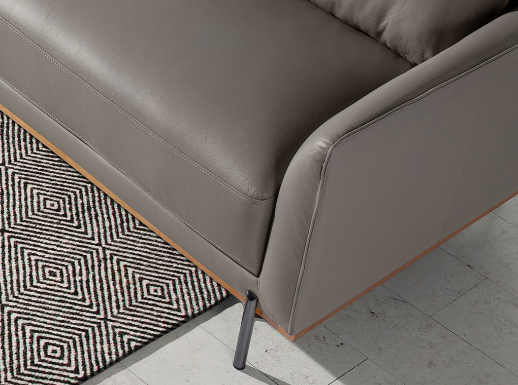 Sofá Chaise Longue de Cuero de Vaca Gris Oscuro Angel Cerdá