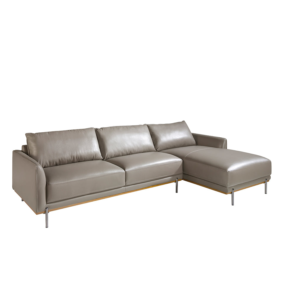 Sofá Chaise Longue de Cuero de Vaca Gris Oscuro Angel Cerdá