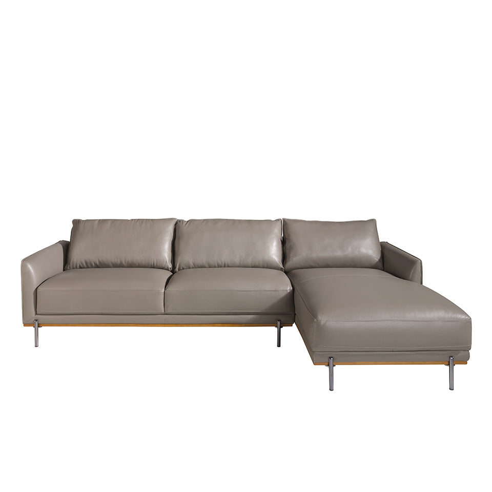 Sofá Chaise Longue de Cuero de Vaca Gris Oscuro Angel Cerdá