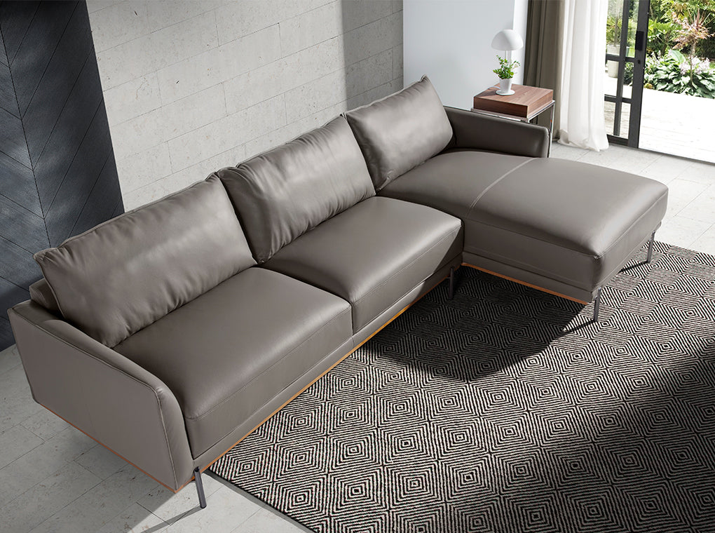 Sofá Chaise Longue de Cuero de Vaca Gris Oscuro Angel Cerdá