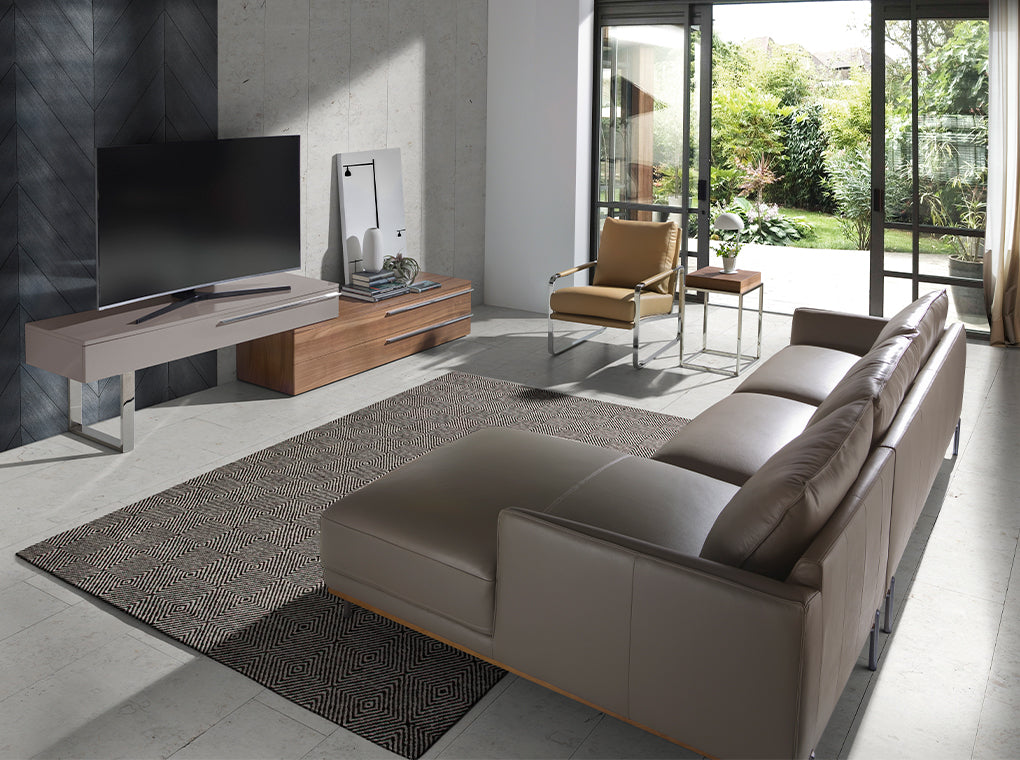 Sofá Chaise Longue de Cuero de Vaca Gris Oscuro Angel Cerdá