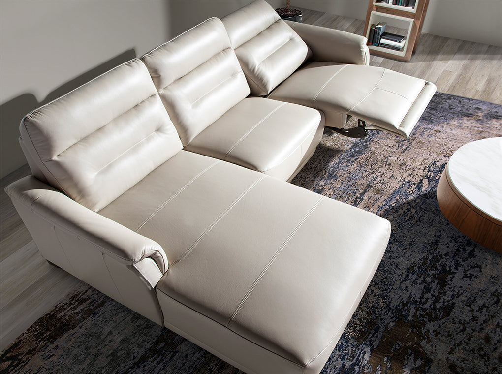 Sofá Chaise Longue Tapizado en Cuero con Mecanismo de Relajación Angel Cerdá.