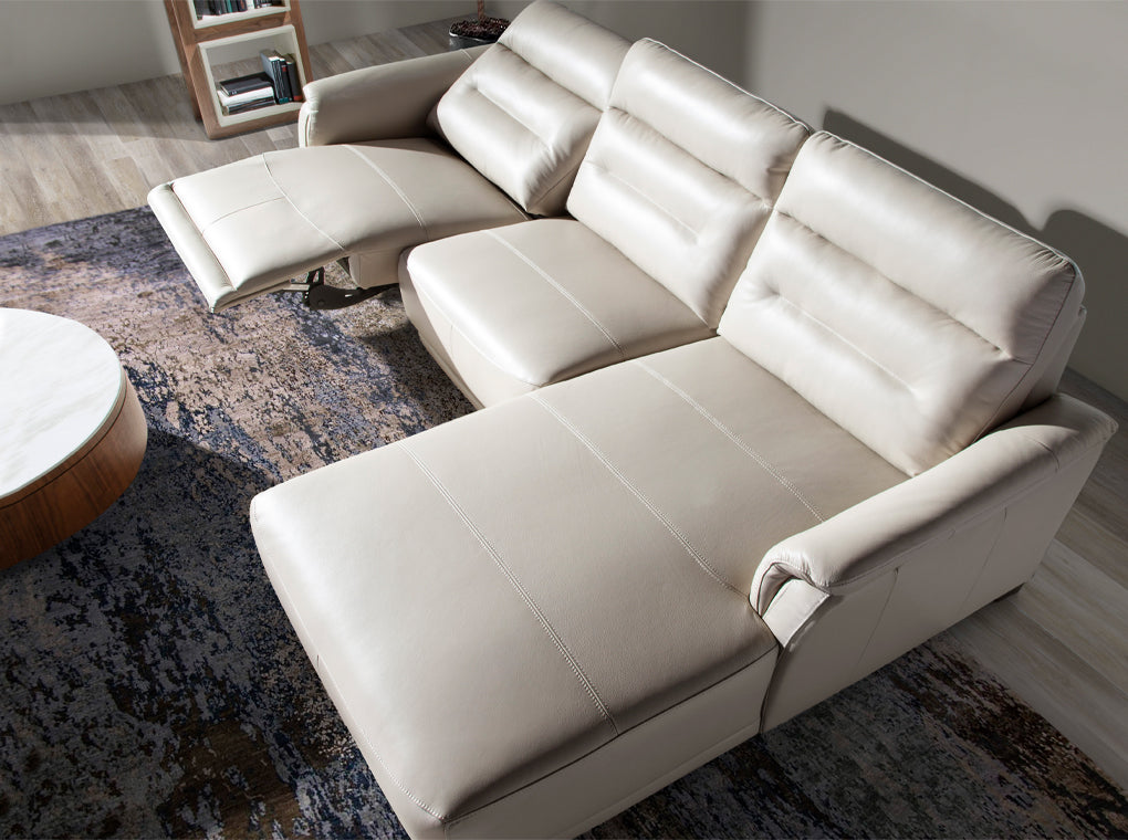 Sofá Chaise Longue de Cuero con Mecanismo de Relajación Angel Cerdá