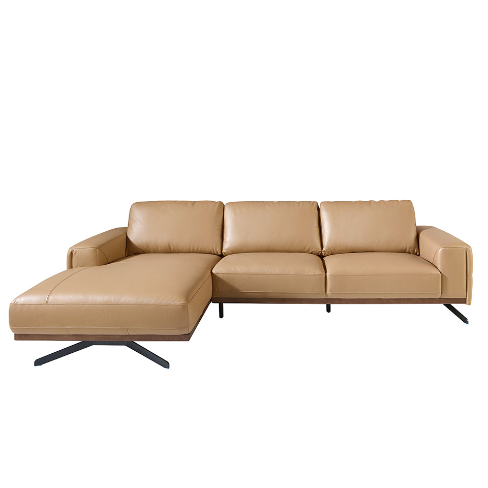 Sofá Chaise Longue Tapizado en Piel Arena Angel Cerdá