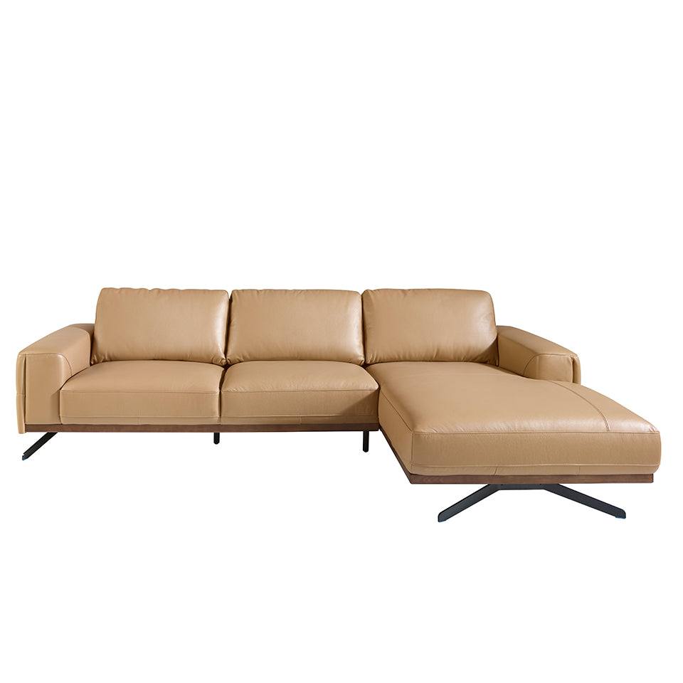 Sofá Chaise Longue Tapizado en Piel Arena Angel Cerdá