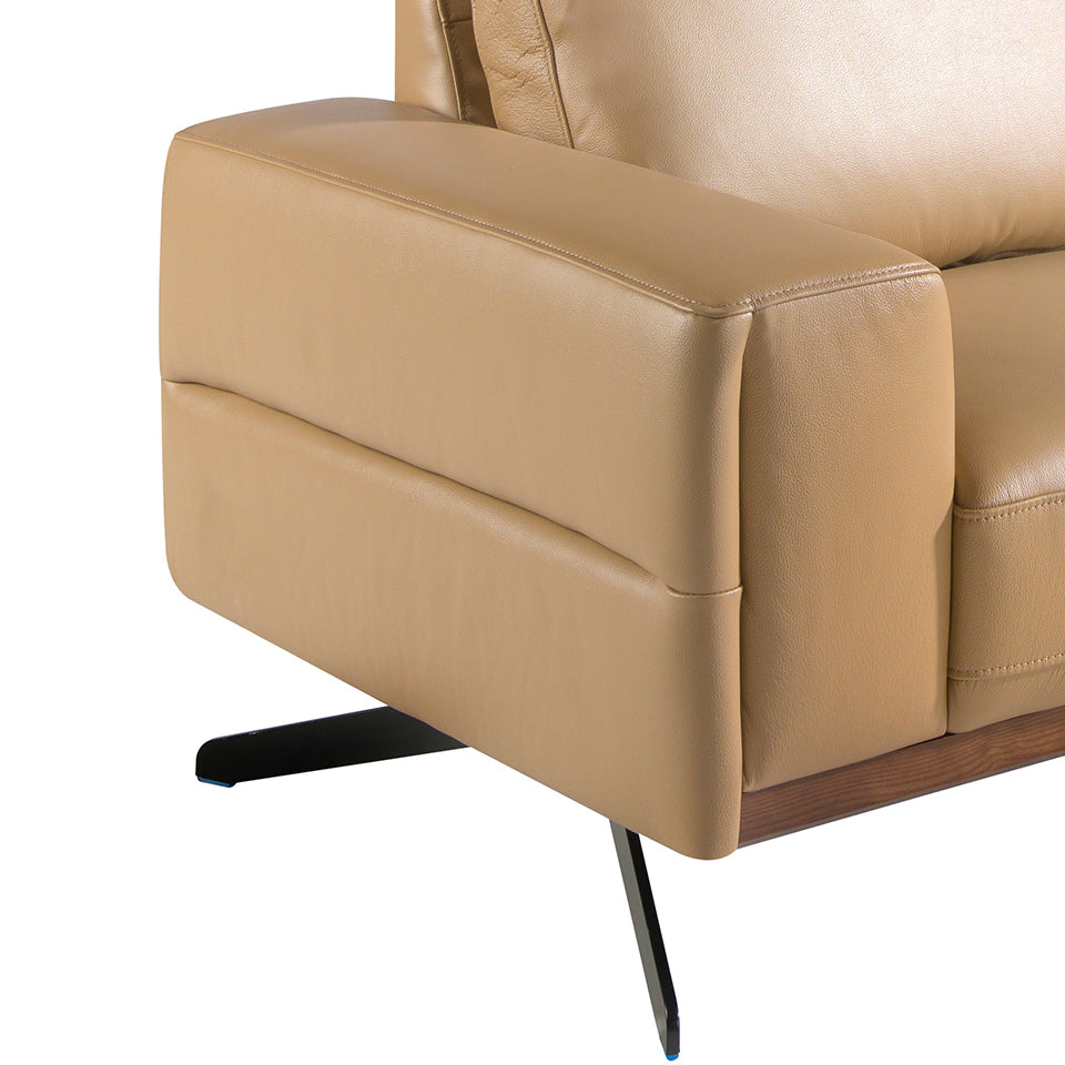 Sofá Chaise Longue Tapizado en Piel Arena Angel Cerdá