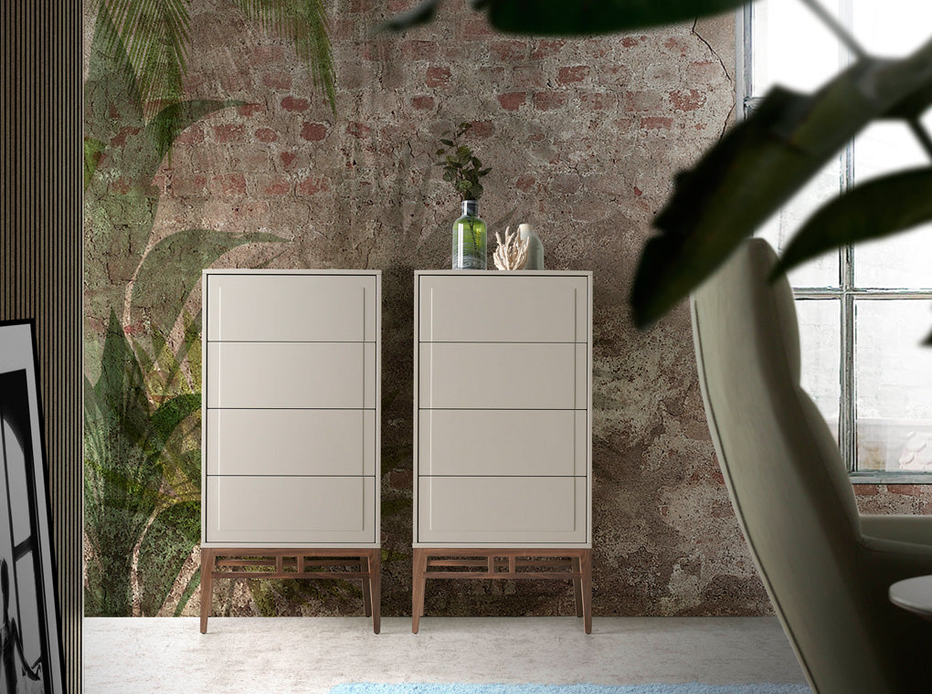 Cómoda moderna de DM lacado y madera enchapada de nogal Angel Cerdá