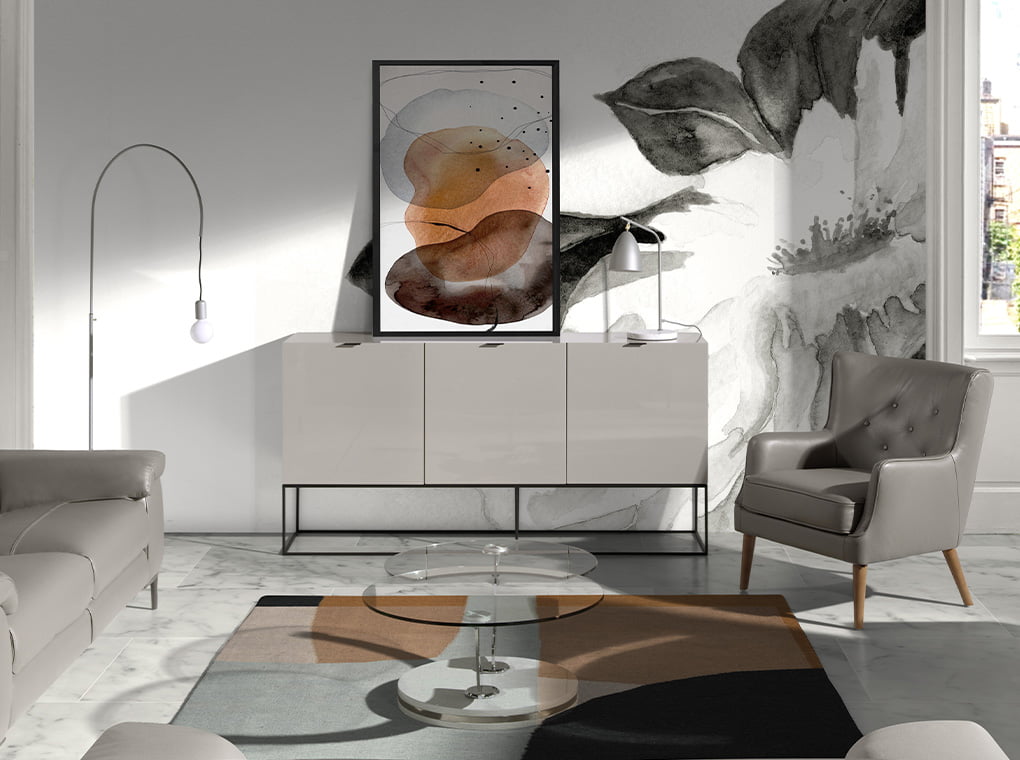Lámpara de mesa de mármol blanco y acero gris Angel Cerdá