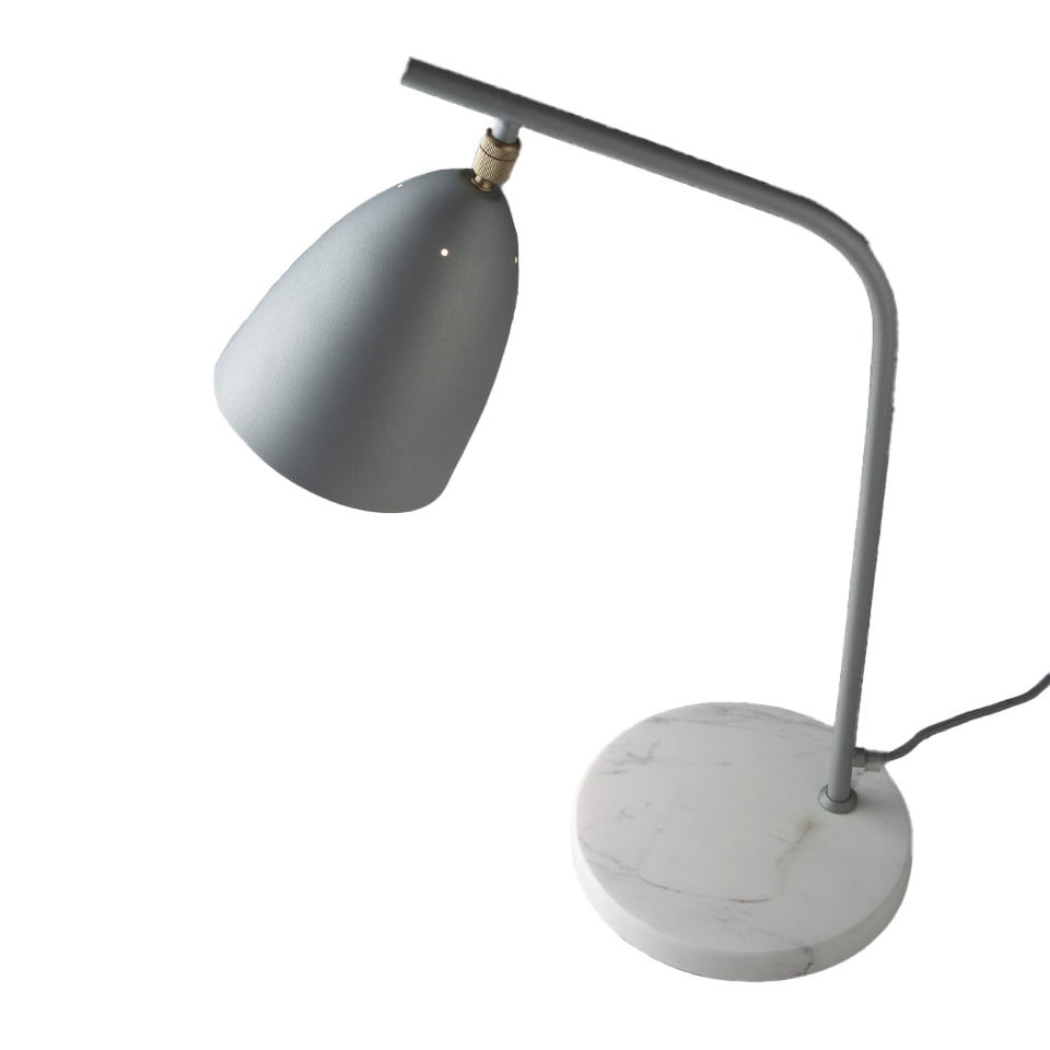 Lámpara de mesa de mármol blanco y acero gris Angel Cerdá