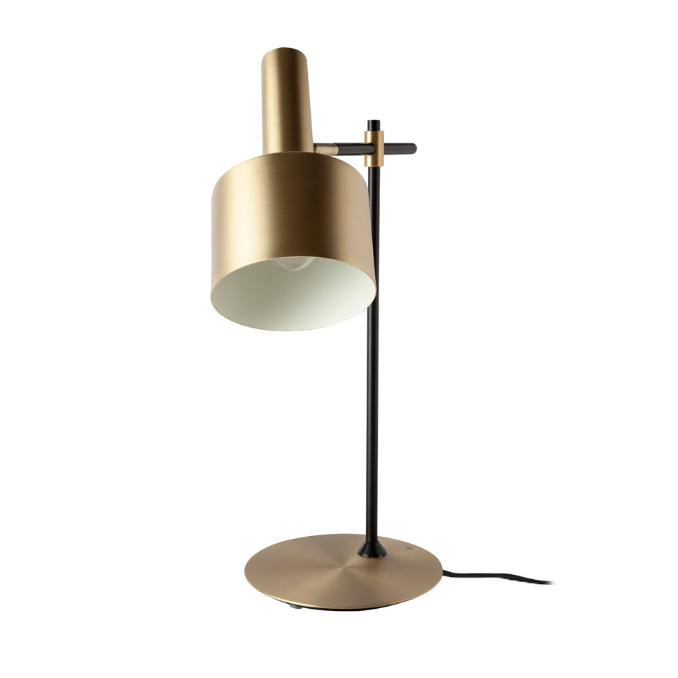 Lámpara de mesa de aluminio dorado y acero negro Angel Cerdá