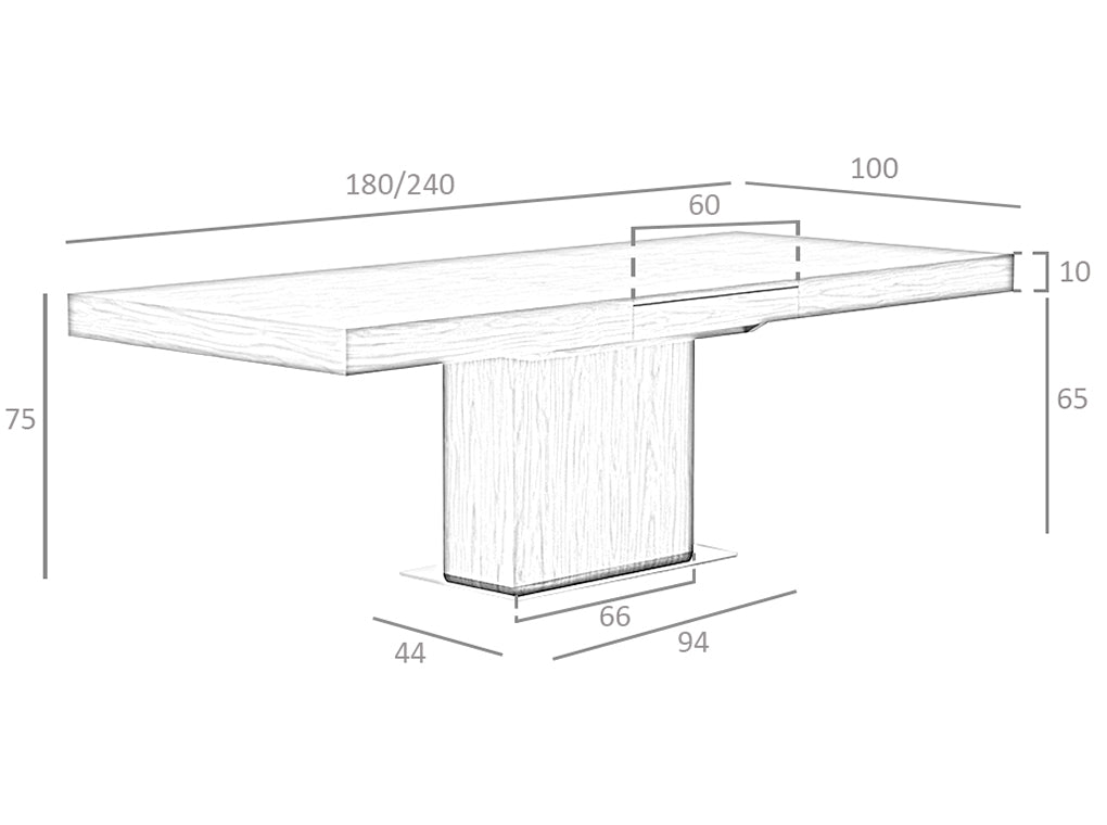 Mesa extensible de comedor de nogal con soporte metálico Angel Cerdá