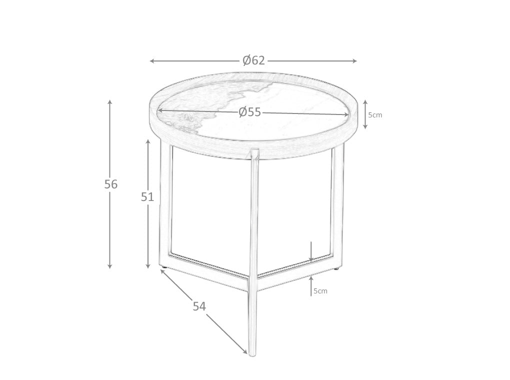 Mesa de café de roble con soporte metálico