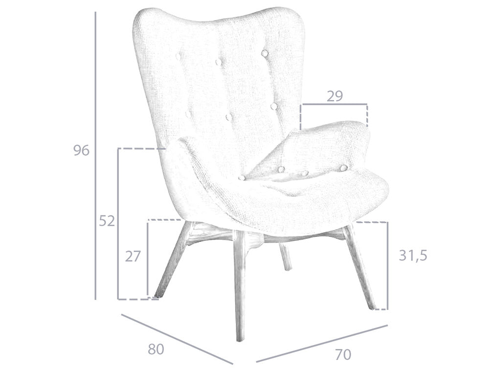 Sillón tapizado con material textil con acabado capitoné Angel Cerdá