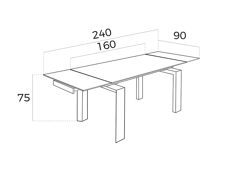 Mesa de comedor extensible de vidrio con patas de nogal 160x90cm Angel Cerdá