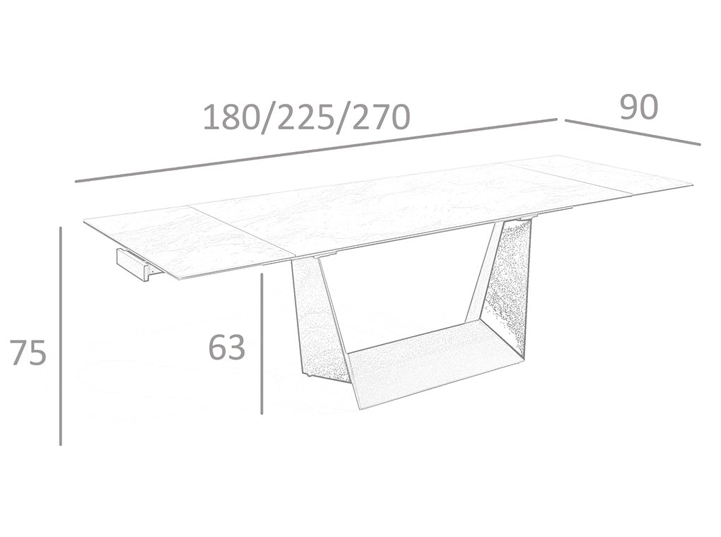 Mesa de comedor de porcelana con extensiones laterales de Angel Cerdá
