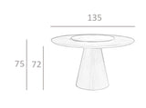 Mesa de comedor redonda de nogal con centro giratorio de porcelana ø150cm Angel Cerdá