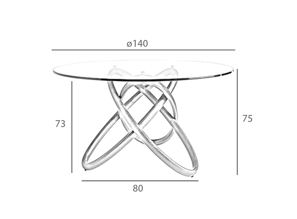 Mesa de comedor redonda de vidrio y fresno nogal ø140cm Angel Cerdá