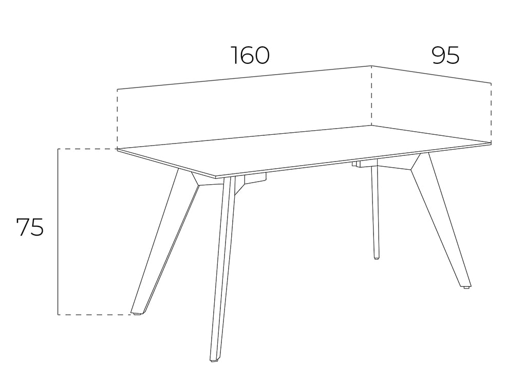 Mesa de comedor rectangular de vidrio con patas de nogal 160x95cm Angel Cerdá