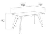 Mesa de comedor rectangular de vidrio con patas de nogal 160x95cm Angel Cerdá