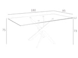 Mesa de comedor de vidrio con base de acero inoxidable 180x95 Angel Cerdá