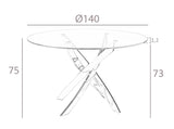Mesa de comedor redonda de vidrio y acero inoxidable ø140cm Angel Cerdá