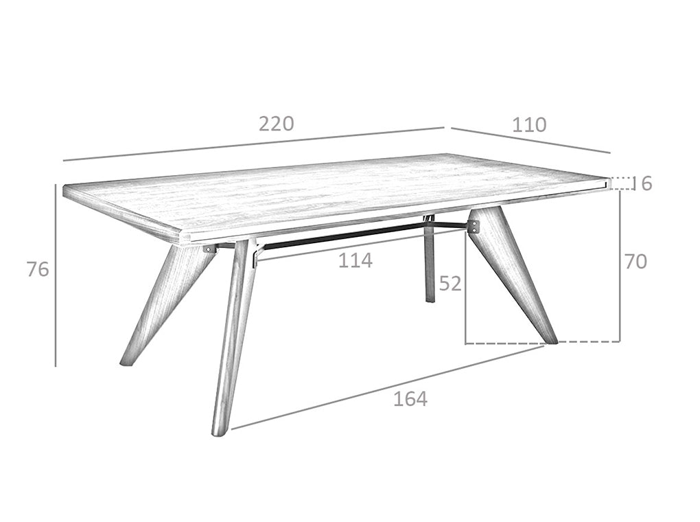 Mesa de comedor de nogal con espejo de vidrio Angel Cerdá.
