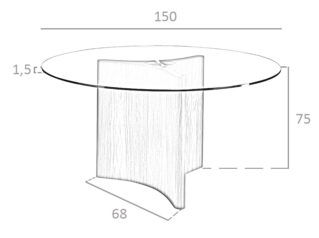 Mesa de comedor redonda de vidrio templado y madera de pino ø150cm Angel Cerdá