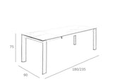 Mesa de comedor extensible de mármol blanco 180/235x90cm Angel Cerdá