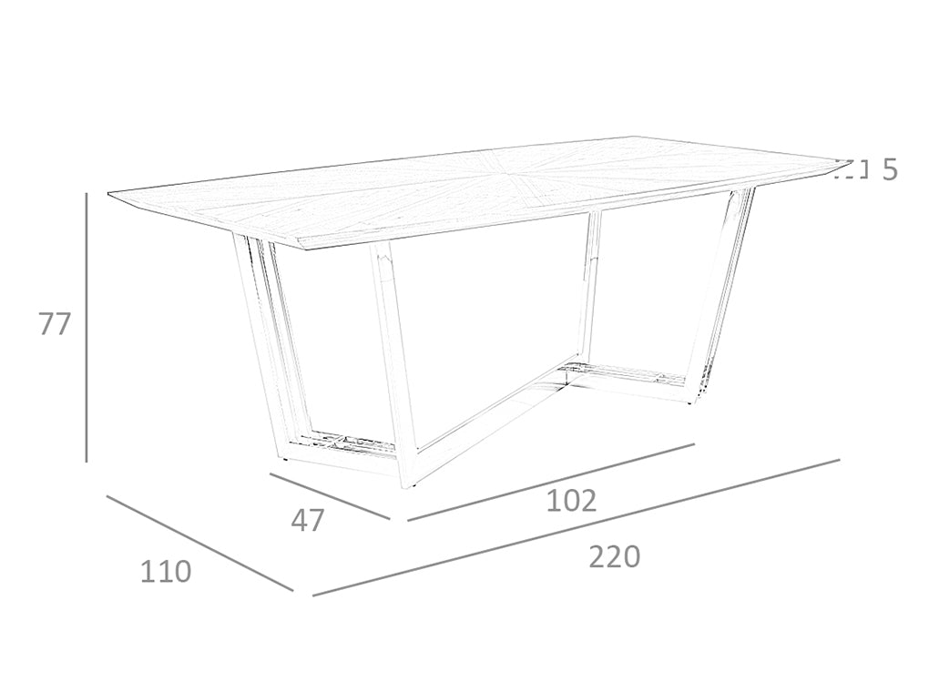 Mesa de comedor de roble con soporte metálico de Angel Cerdá.