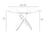 Mesa de comedor redonda de vidrio con patas de acero ø110cm Angel Cerdá