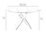 Mesa de comedor redonda de vidrio con patas de acero 140x95cm Angel Cerdá
