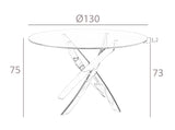 Mesa de comedor redonda de vidrio con patas de acero ø130cm Angel Cerdá