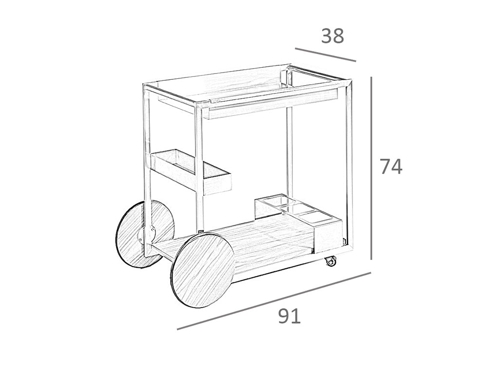 Carrito minibar de acero y nogal con diseño moderno de Angel Cerdá.