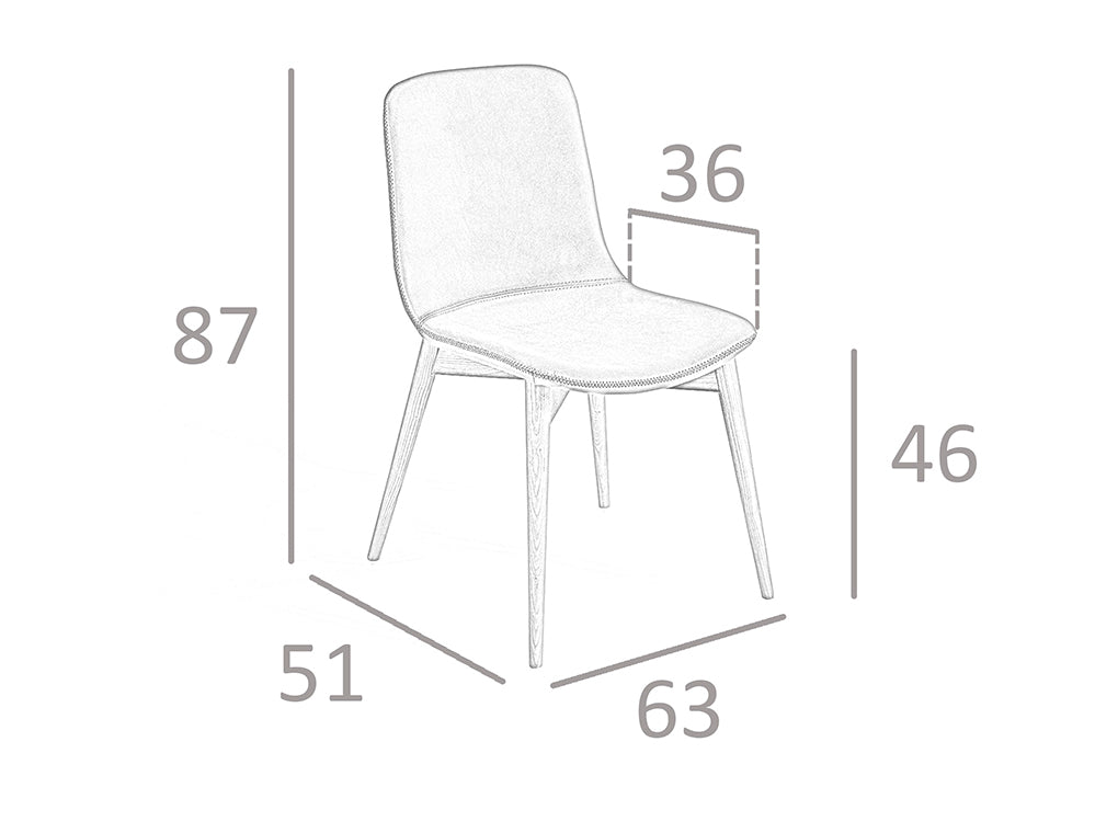Silla de mesa tapizada en piel ecológica marrón Angel Cerdá