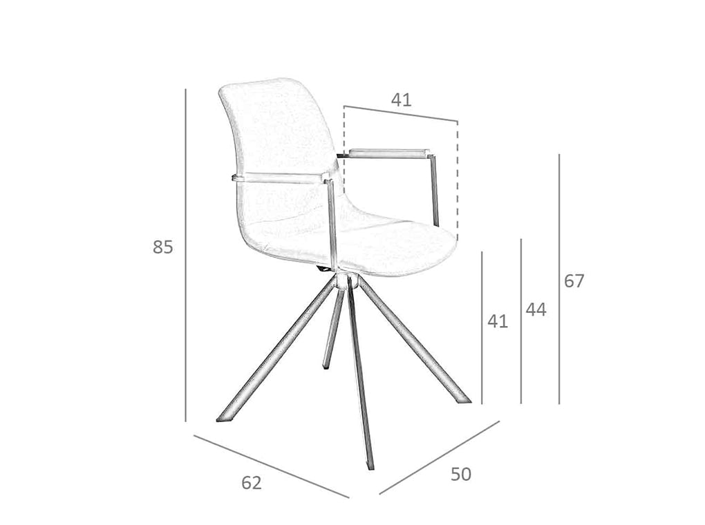 Silla giratoria tapizada con material textil gris Angel Cerdá