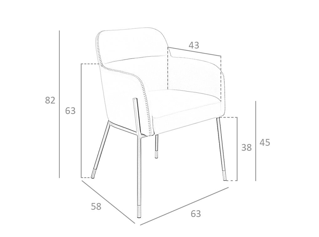 Silla de comedor tapizada en piel ecológica con patas de acero negro Angel Cerdá.