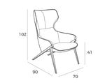 Sillón tapizado en tela gris con bordes negros Angel Cerdá