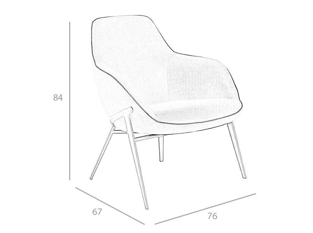 Sillón tapizado en tela gris y estructura de acero negro Angel Cerdá