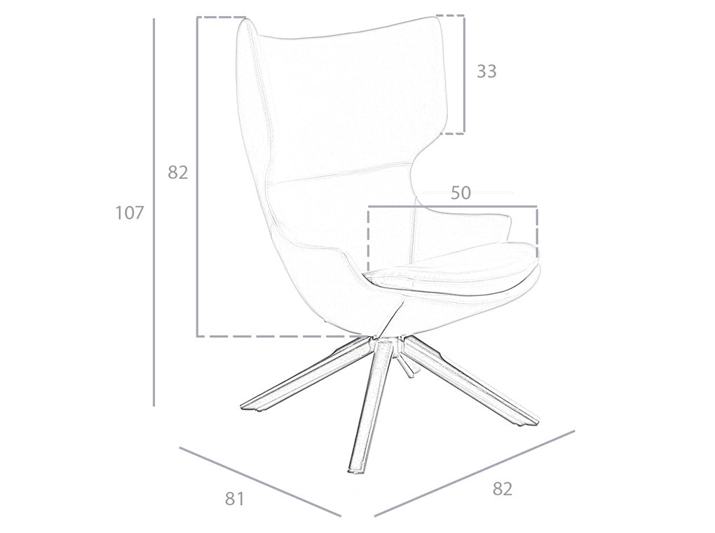 Silla giratoria de madera de Wenge Angel Cerdá - Piel ecológica Mink y cojín en el asiento