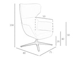 Sillón tapizado blanco con brazos de nogal
