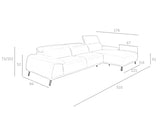 Sofá con chaise longue de piel de vaca en tono taupe de Angel Cerdá